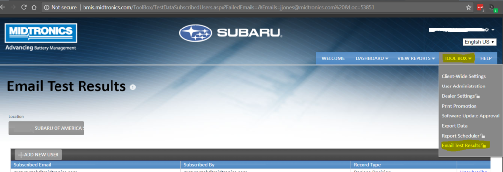 How to sign up to receive an automated email of test results
